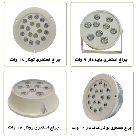 قیمت و خرید چراغ استخری توکار و روکار در توان های مختلف - پروژکتور استخری روکار
