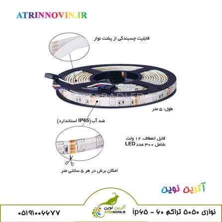 ریسه نواری LED RGB 5050 تراکم 60 / IP65 با جزییات
