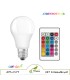 لامپ RGB ریموت دار 9 وات با حباب سفید و ریموت کنترل ۲۴ کلیدی